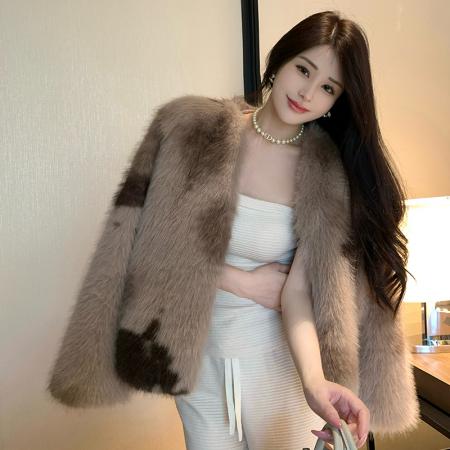 FA48911# 维多利亚”芬兰进口整皮狐狸毛皮草韩版新款毛毛外套年轻短款 服裝批發女裝批發服飾貨源