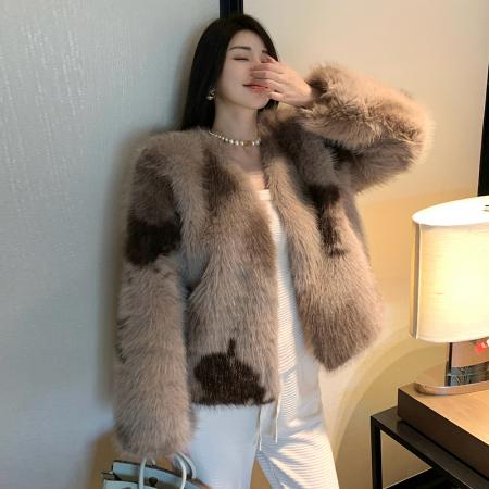 FA48911# 维多利亚”芬兰进口整皮狐狸毛皮草韩版新款毛毛外套年轻短款 服裝批發女裝批發服飾貨源