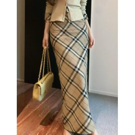 FA48916# SZA星闪花纱秋冬新款高级感气质显瘦呢料格子半身裙 服裝批發女裝批發服飾貨源