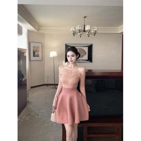 FA48920# 芷若芳心蕾丝长袖上衣女高腰名媛风半裙秋两件套 服裝批發女裝批發服飾貨源