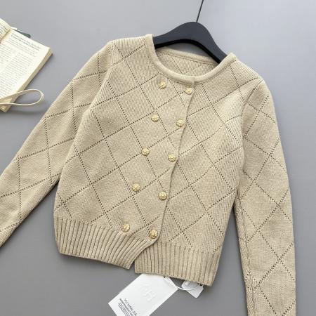 FA48923# 林子熙月下桂语精致琉璃扣针织套装显白双排扣开衫半裙 服裝批發女裝批發服飾貨源