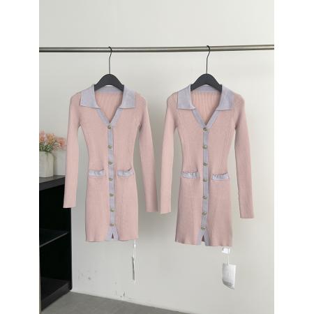 FA48924# 粉雾星河醋酸山羊绒修身针织裙连衣裙 服裝批發女裝批發服飾貨源