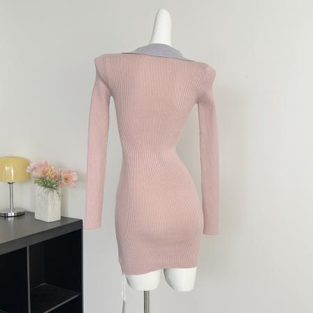 FA48924# 粉雾星河醋酸山羊绒修身针织裙连衣裙 服裝批發女裝批發服飾貨源