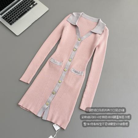 FA48924# 粉雾星河醋酸山羊绒修身针织裙连衣裙 服裝批發女裝批發服飾貨源