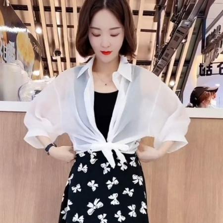 LN76382# 衬衫女辣妹小披肩夏季防晒衣开衫雪纺衫上衣外搭罩衫薄款