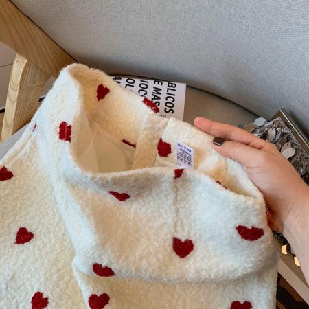 FA48958# 仿羊羔毛波点爱心短裙女秋冬加厚外穿超好看韩系包臀半身裙 服裝批發女裝批發服飾貨源