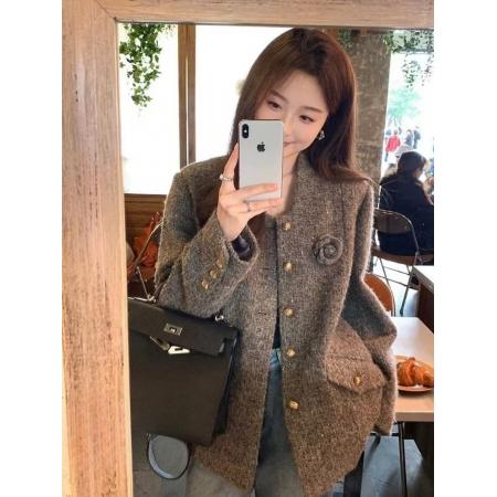 FA48973# 灰色外套新款今年流行爆款独特超好看高端气质小香风上衣秋冬 服裝批發女裝批發服飾貨源