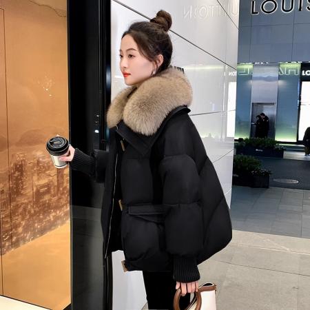 FA48986# 短款羽绒服女冬季新款时尚洋气高端小个子大毛领外套 服裝批發女裝批發服飾貨源