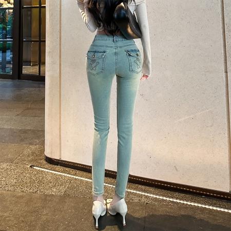 FA48992# 涩谷超模裤卖了3k+条的神版型磨毛提臀丰胯小脚牛仔裤 服裝批發女裝批發服飾貨源