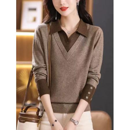 FA49006# 假两件羊毛衫...