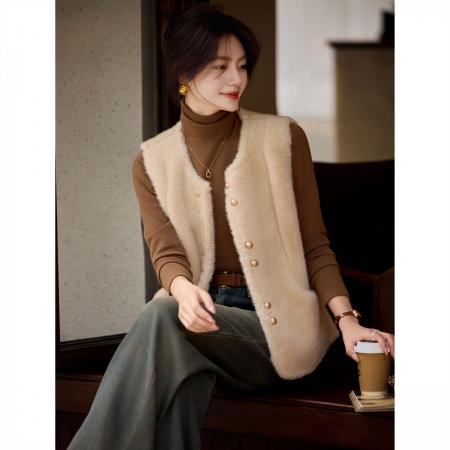 FA49012# 秋冬季韩系小香风气质百搭宽松外穿背心仿皮草马甲女 服裝批發女裝批發服飾貨源