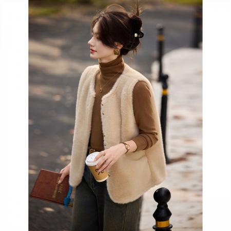 FA49012# 秋冬季韩系小香风气质百搭宽松外穿背心仿皮草马甲女 服裝批發女裝批發服飾貨源