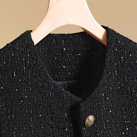 FA49015# 小香风粗花呢马夹秋装新款女圆领无袖马甲外套女上衣 服裝批發女裝批發服飾貨源