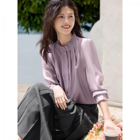 FA49020# 莱赛尔衬衫秋新款法式木耳边气质精致百搭衬衫 服裝批發女裝批發服飾貨源