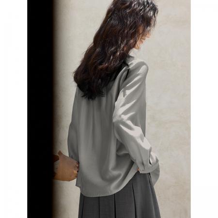 FA49020# 莱赛尔衬衫秋新款法式木耳边气质精致百搭衬衫 服裝批發女裝批發服飾貨源