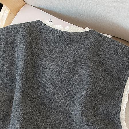 FA49025# 花边领叠穿马夹秋冬新女士时尚宽松叠穿简约马甲 服裝批發女裝批發服飾貨源