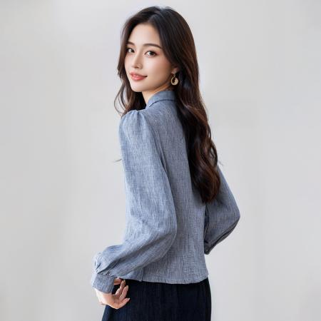 FA49028# polo领宽松衬衫女秋季高级感时尚洋气休闲上衣 服裝批發女裝批發服飾貨源