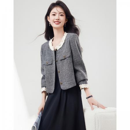 FA49033# 木耳边小香风外套女秋新款高级感千金风优雅气质百搭上衣 服裝批發女裝批發服飾貨源