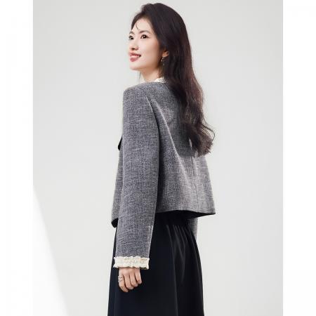 FA49033# 木耳边小香风外套女秋新款高级感千金风优雅气质百搭上衣 服裝批發女裝批發服飾貨源