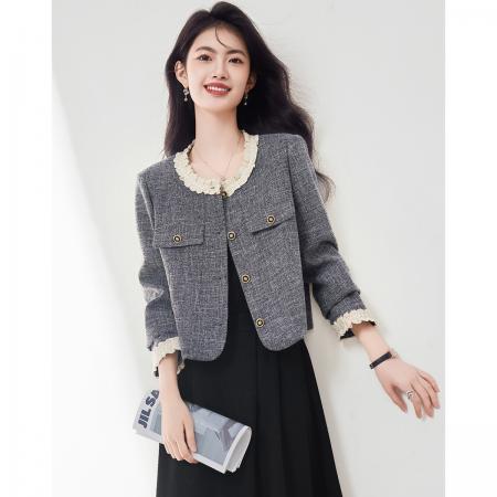 FA49033# 木耳边小香风外套女秋新款高级感千金风优雅气质百搭上衣 服裝批發女裝批發服飾貨源