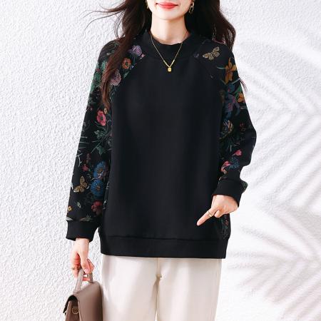 FA49035# 秋冬新款碎花卫衣国风装打底内搭加厚上衣气质时尚显瘦女 服裝批發女裝批發服飾貨源