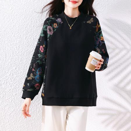 FA49035# 秋冬新款碎花卫衣国风装打底内搭加厚上衣气质时尚显瘦女 服裝批發女裝批發服飾貨源