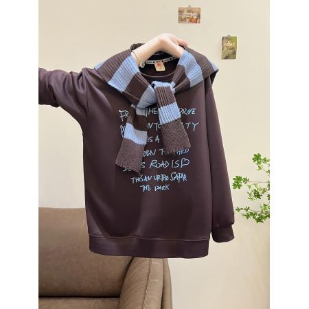 FA49039# 原版质量特大码300斤设计感小众条纹披肩卫衣女春秋季 服裝批發女裝批發服飾貨源