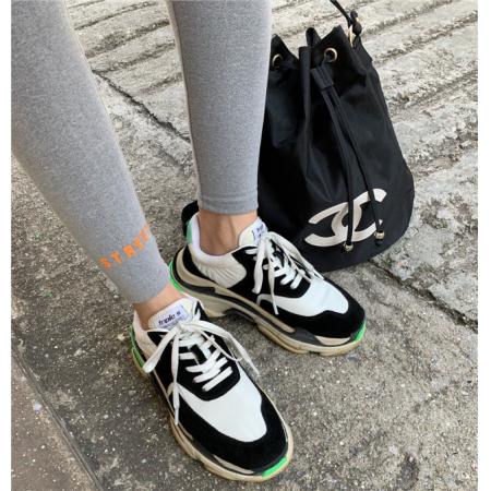 FA49044# 百搭高腰单腿宽条收身显瘦打底裤 服裝批發女裝批發服飾貨源