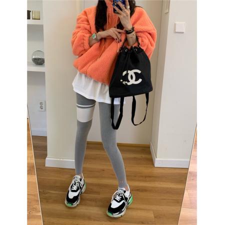 FA49044# 百搭高腰单腿宽条收身显瘦打底裤 服裝批發女裝批發服飾貨源