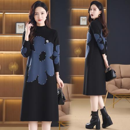 FA49057# 针织毛衣女宽松外穿秋冬装新款加厚中长款打底连衣裙 服裝批發女裝批發服飾貨源