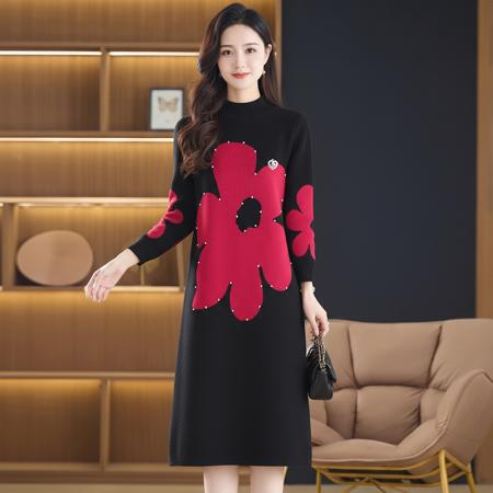 FA49057# 针织毛衣女宽松外穿秋冬装新款加厚中长款打底连衣裙 服裝批發女裝批發服飾貨源