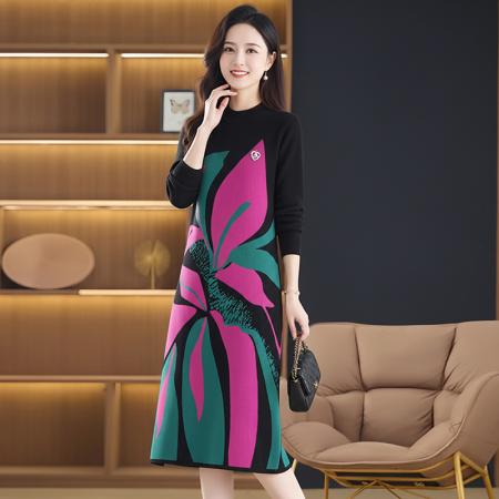 FA49058# 针织毛衣女宽松外穿秋冬装新款加厚中长款打底连衣裙 服裝批發女裝批發服飾貨源
