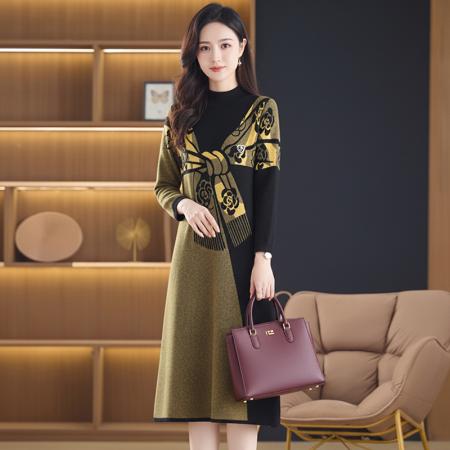 FA49059# 针织毛衣女宽松外穿秋冬装新款加厚中长款打底连衣裙 服裝批發女裝批發服飾貨源