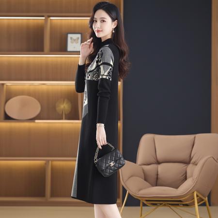 FA49059# 针织毛衣女宽松外穿秋冬装新款加厚中长款打底连衣裙 服裝批發女裝批發服飾貨源