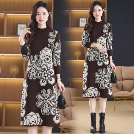 FA49060# 女秋冬新款高端宽松大码遮肚子显瘦毛衣韩版中长款针织连衣裙 服裝批發女裝批發服飾貨源