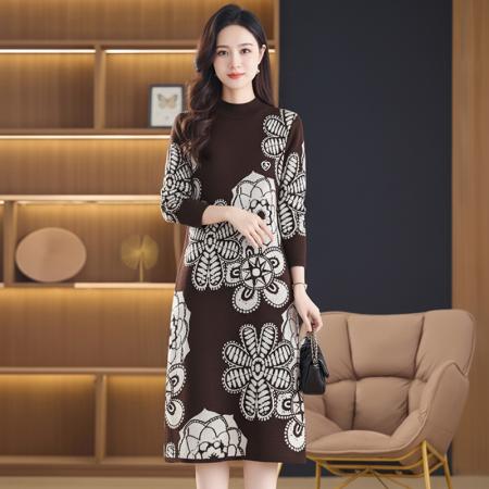 FA49060# 女秋冬新款高端宽松大码遮肚子显瘦毛衣韩版中长款针织连衣裙 服裝批發女裝批發服飾貨源