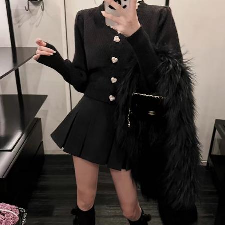 FA49070# 小香风纽扣毛衣女秋冬季慵懒风宽松V领针织开衫外套 服裝批發女裝批發服飾貨源