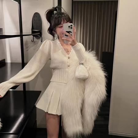 FA49070# 小香风纽扣毛衣女秋冬季慵懒风宽松V领针织开衫外套 服裝批發女裝批發服飾貨源