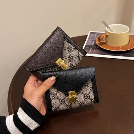 TJ2108# 小众设计钱包女2025新款短款高级感时尚多卡位三折叠手拿长款钱夹