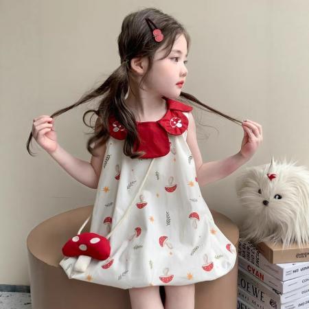 FA49079# 女童连衣裙夏季2025新款女宝宝洋气花苞裙夏装中小儿童甜美公主裙