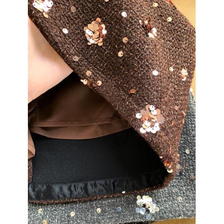 FA49085# 小香风亮片毛呢短裙女冬季新款a字包臀裙气质半身裙 服裝批發女裝批發服飾貨源