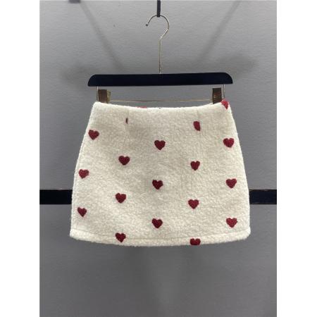 FA49087# 小香风爱心羊羔毛半身裙女秋冬新款辣妹A字包臀短裙 服裝批發女裝批發服飾貨源