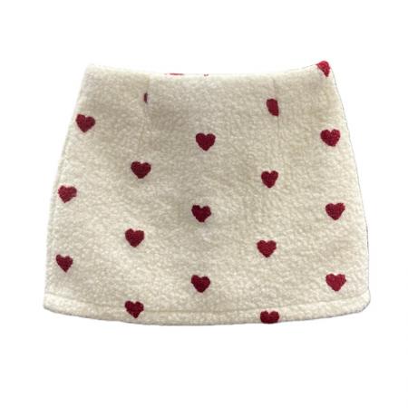 FA49087# 小香风爱心羊羔毛半身裙女秋冬新款辣妹A字包臀短裙 服裝批發女裝批發服飾貨源