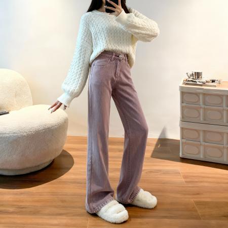 FA49091# 高品质150小矮个子甜酷牛仔裤女美式直筒裤xs显高九分穿搭配 服裝批發女裝批發服飾貨源