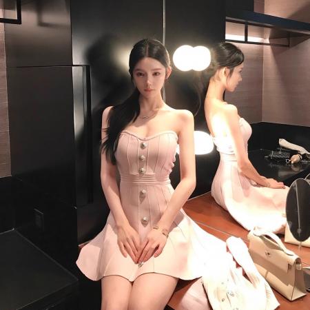 FA49102# 小香风抹胸连衣裙套装女秋冬高级感江浙沪名媛千金穿搭 服裝批發女裝批發服飾貨源