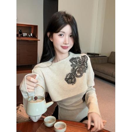 FA49108# 气质假两件斗篷上衣 服裝批發女裝批發服飾貨源