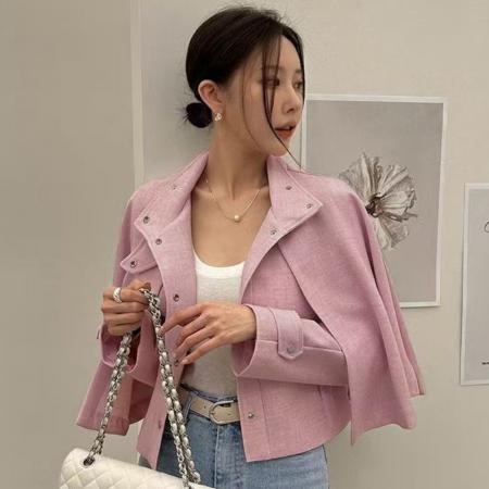 FA49114# 韩国东大门法式立领短款斗篷式外套 服裝批發女裝批發服飾貨源