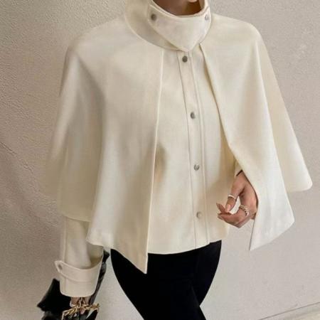 FA49114# 韩国东大门法式立领短款斗篷式外套 服裝批發女裝批發服飾貨源