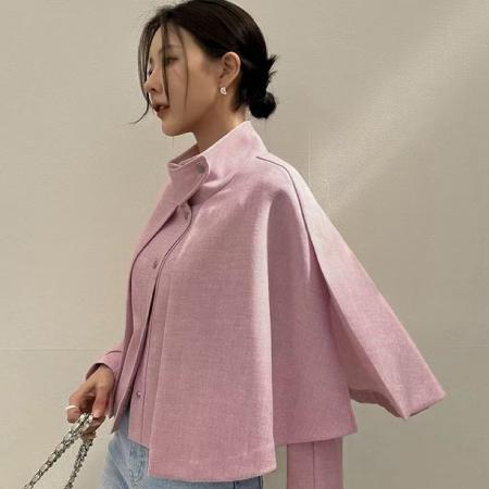 FA49114# 韩国东大门法式立领短款斗篷式外套 服裝批發女裝批發服飾貨源