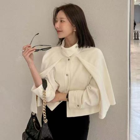 FA49114# 韩国东大门法式立领短款斗篷式外套 服裝批發女裝批發服飾貨源